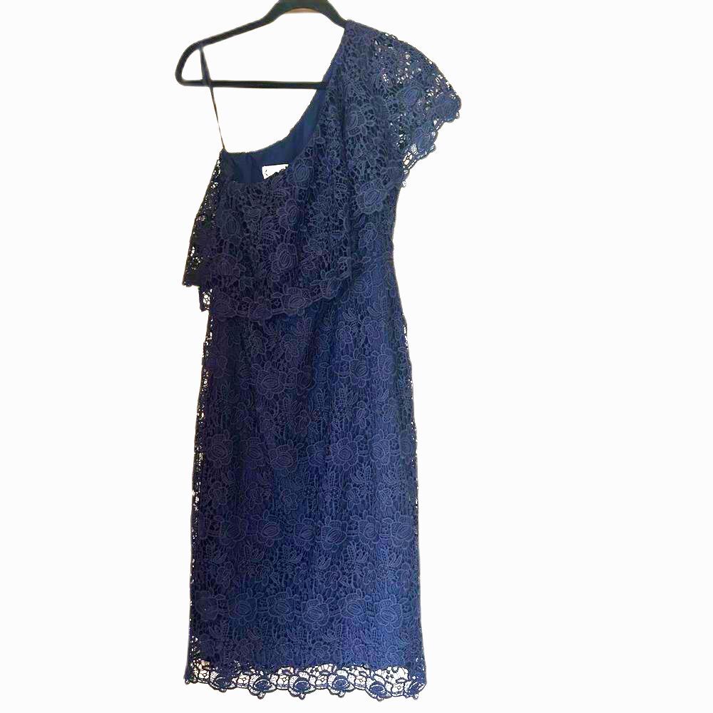 Nanette Lepore Navy Blue One Shoulder Dress Womens Size 8